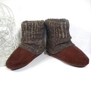 Mudd brown rolled over sock indoor slipper boots